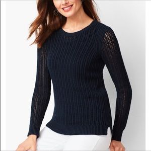 Talbots Navy Blue Open Weave Sweater